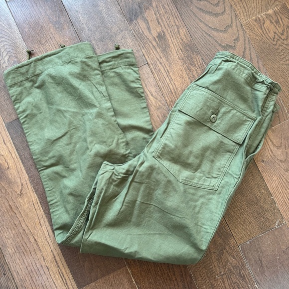 NWT Needles Reversed Sateen String Fatigue Trousers in Olive Green Small - Picture 4 of 6